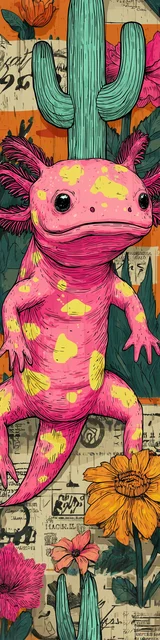 Free printable axolotl bookmark featuring a desert axolotl